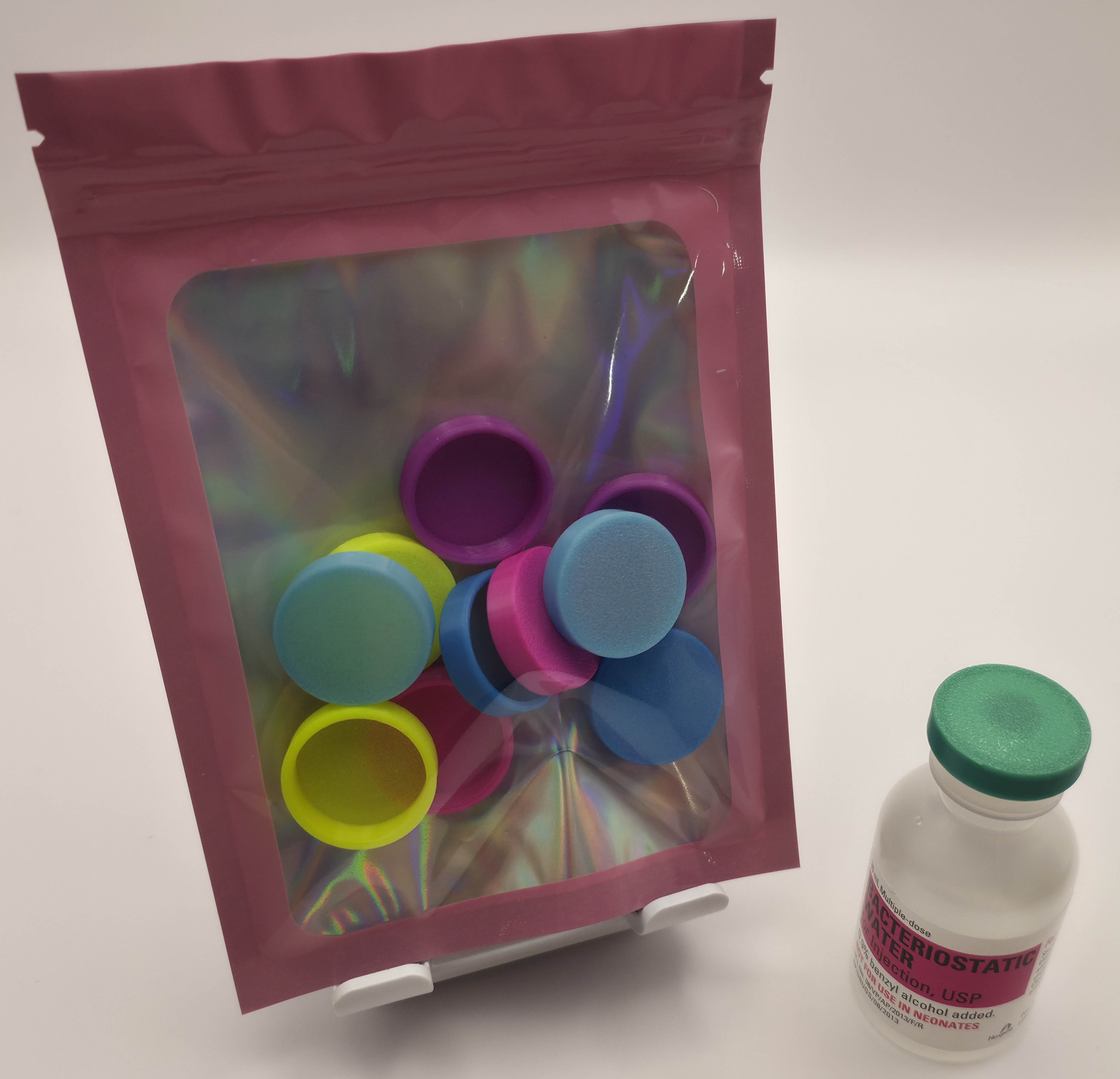 Vial Caps 30 mL Bac Water Assorted Colors (10 Caps)